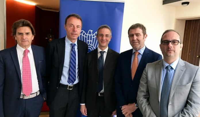 Santi Finocchiaro, Antonello Biriaco, Massimo Sabatini, Dario Tornabene, il direttore di Confindustria Catania Fabrizio Casicci